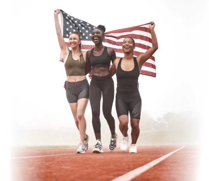 wemen-running-with-american-flag
